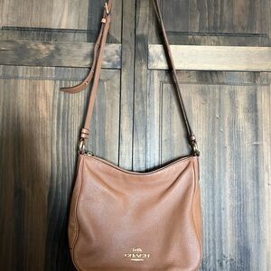 Coach Brown  soft pebble Leather cross body bag